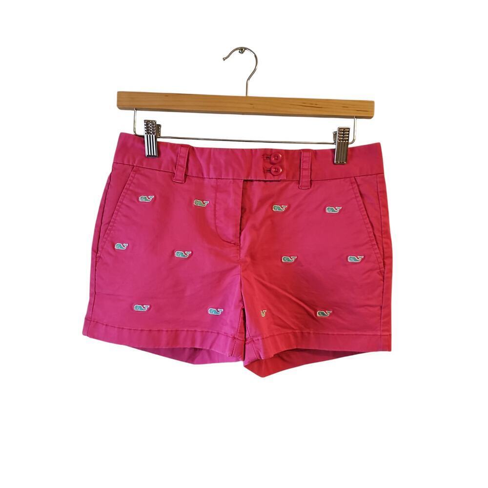 Vineyard Vines whale embroidered pink green sz 0 Day boat shorts new WS65